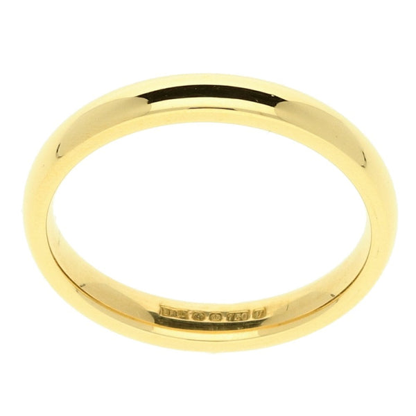 18ct Yellow Gold 3mm Court Wedding Ring - 4.4g
