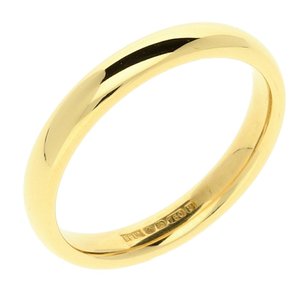18ct Yellow Gold 3mm Court Wedding Ring - 4.4g