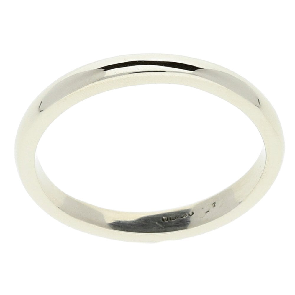 Platinum 2mm D-Shape Wedding Ring - 3.9g.