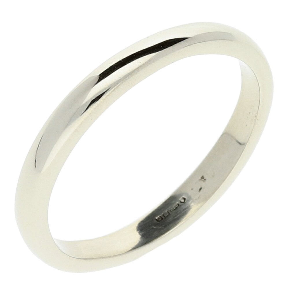 Platinum 2mm D-Shape Wedding Ring - 3.9g.