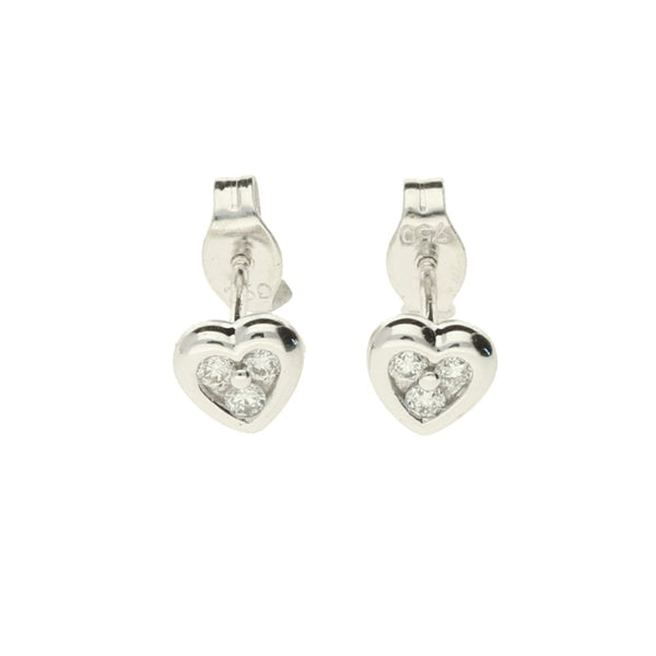 18ct White Gold Diamond Heart Earrings