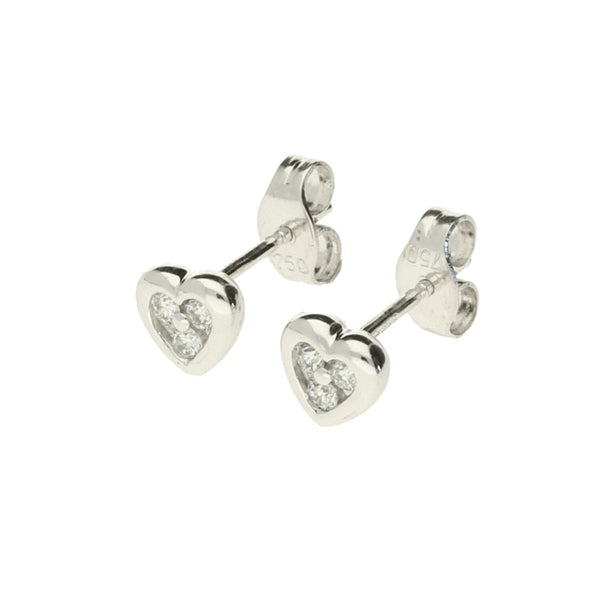 18ct White Gold Diamond Heart Earrings