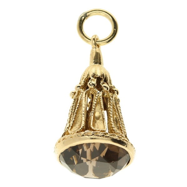 9ct Yellow Gold Fob Pendant With Smokey Quartz 8.1g
