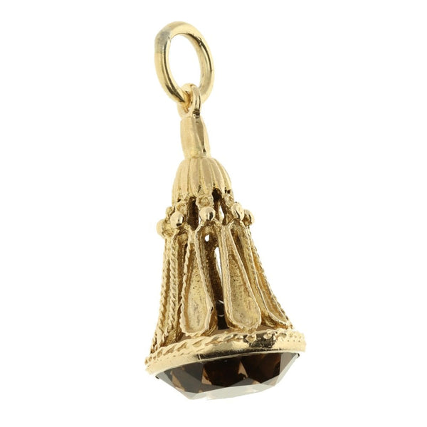 9ct Yellow Gold Fob Pendant With Smokey Quartz 8.1g