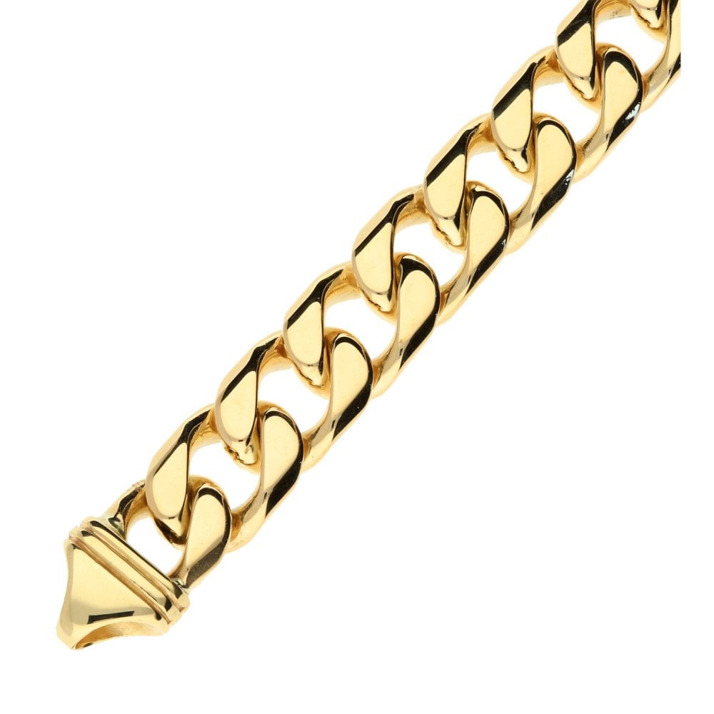 9ct Yellow Gold Gents  Heavy Curb Bracelet - 87.7g