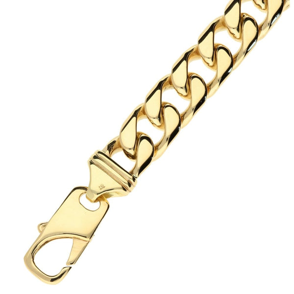 9ct Yellow Gold Gents  Heavy Curb Bracelet - 87.7g