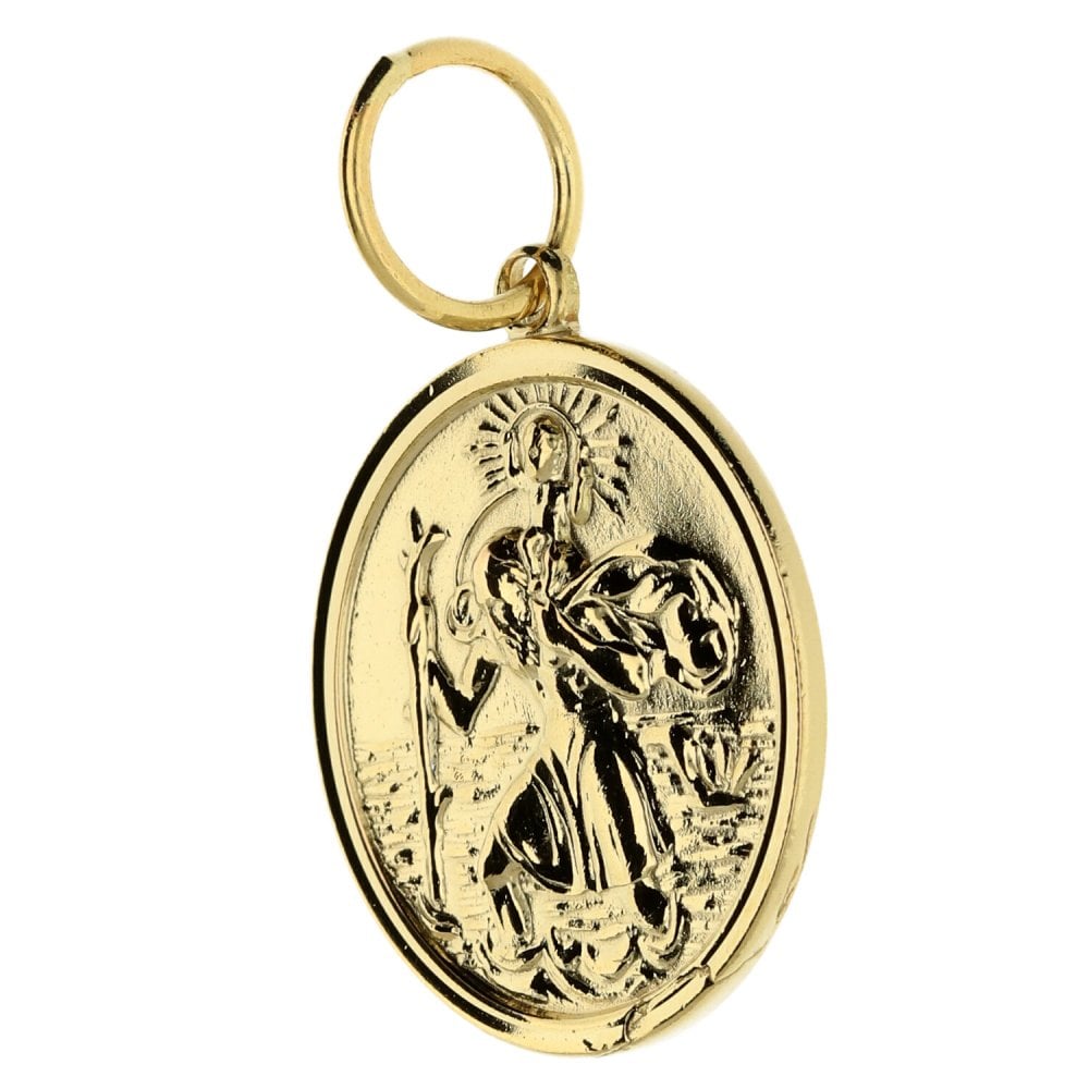 9ct Yellow Gold Medium St Christoper Medal - 4.7g