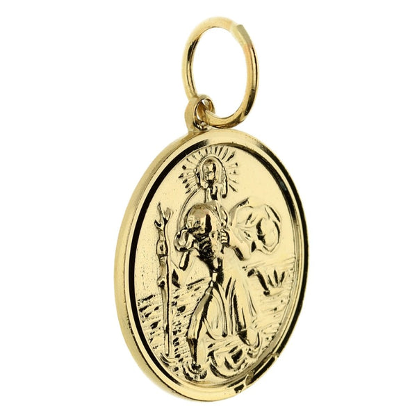 9ct Yellow Gold Medium St Christoper Medal - 4.7g