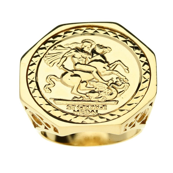 9ct Yellow Gold St George Ring - 6.6g