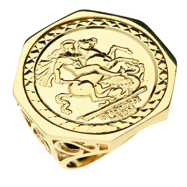 9ct Yellow Gold St George Ring - 6.6g
