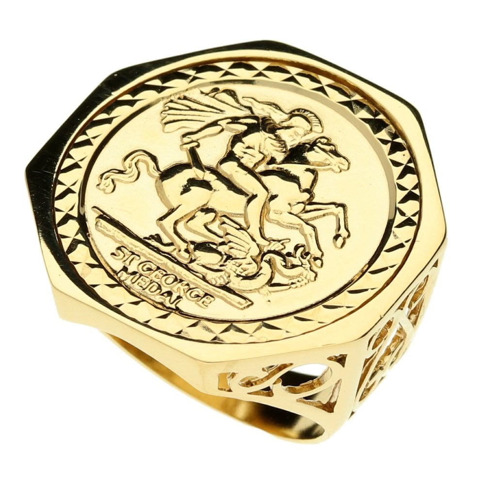 9ct Yellow Gold St George Ring - 6.6g