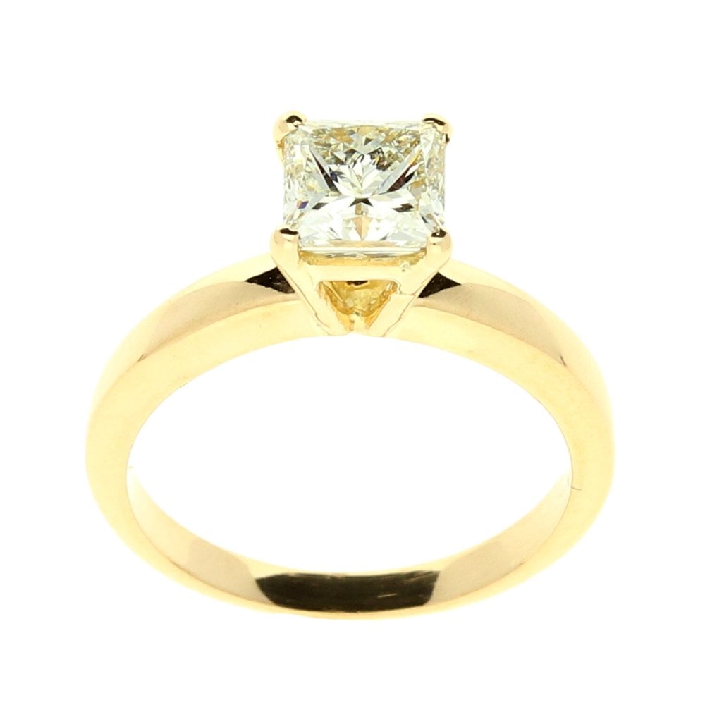 18ct Yellow Gold Princess Cut Diamond Engagement Ring - 1.02ct