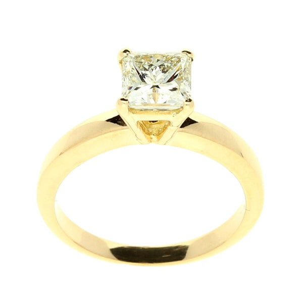 18ct Yellow Gold Princess Cut Diamond Engagement Ring - 1.02ct