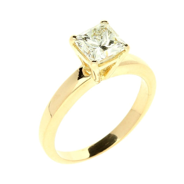 18ct Yellow Gold Princess Cut Diamond Engagement Ring - 1.02ct