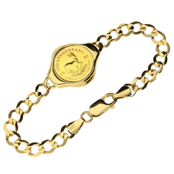 Gold Tenth-Ounce Krugerrand Coin & Curb Bracelet - 9.8g