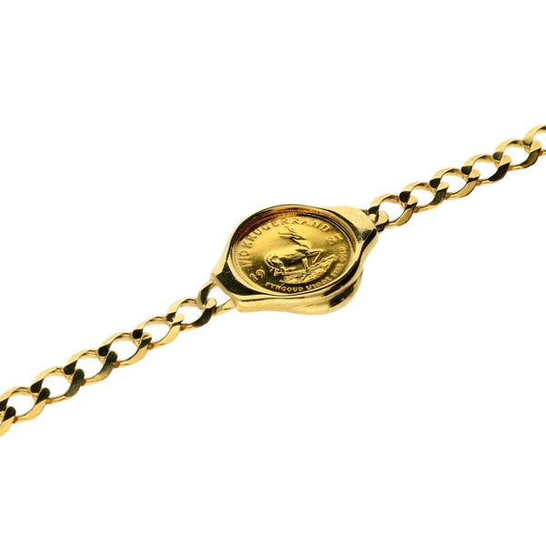 Gold Tenth-Ounce Krugerrand Coin & Curb Bracelet - 9.8g