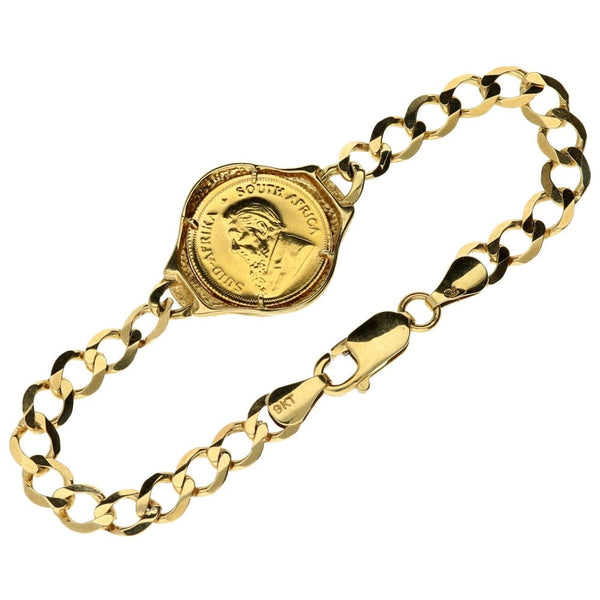 Gold Tenth-Ounce Krugerrand Coin & Curb Bracelet - 9.8g