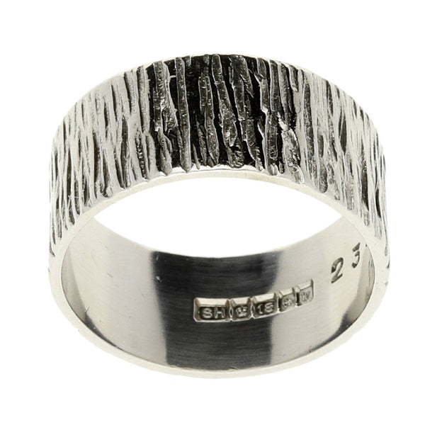 18ct White Gold 9mm Patterned Wedding Ring - 7.00g