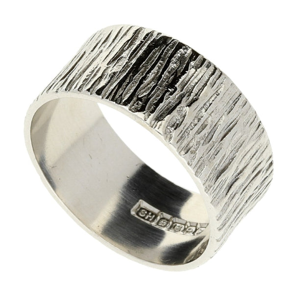 18ct White Gold 9mm Patterned Wedding Ring - 7.00g