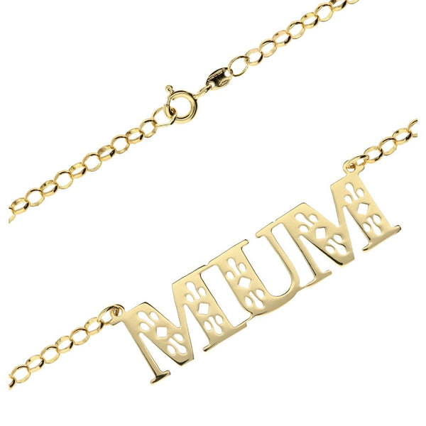 9ct Gold Mum Pendant & Chain - 7.8g