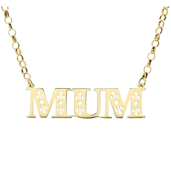 9ct Gold Mum Pendant & Chain - 7.8g