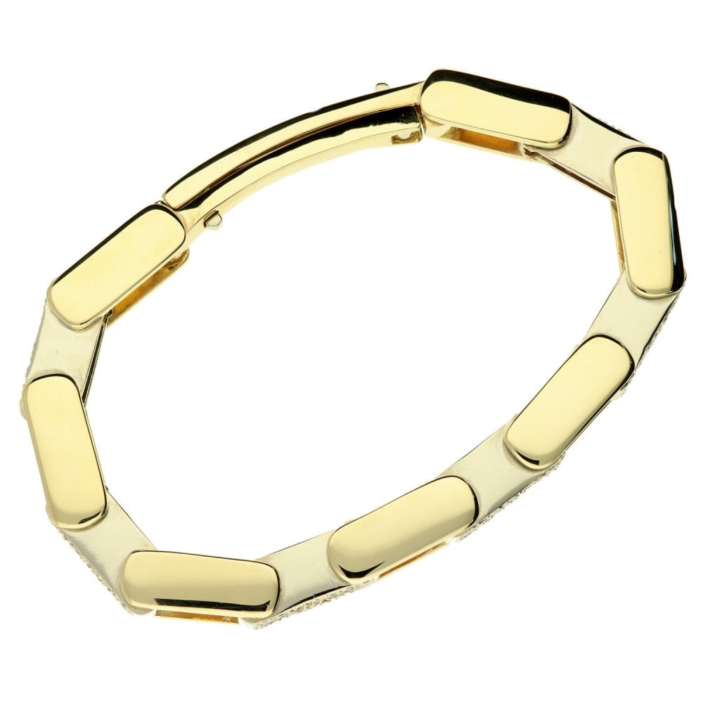 14ct Yellow & White Gold Gents Diamond Bracelet - 96.8g