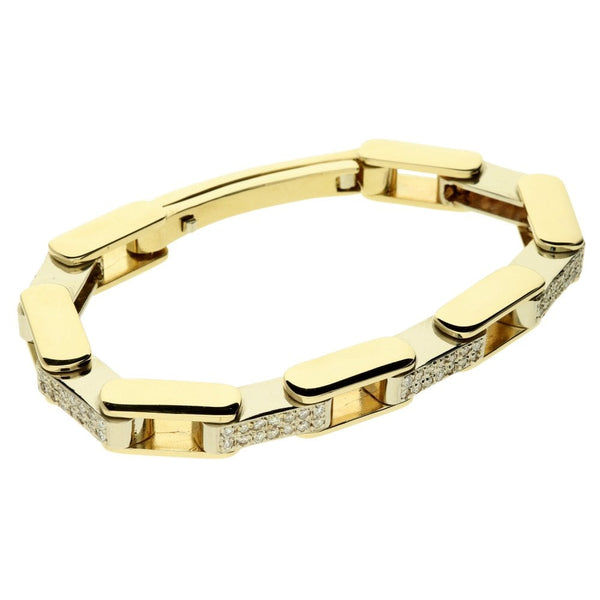 14ct Yellow & White Gold Gents Diamond Bracelet - 96.8g