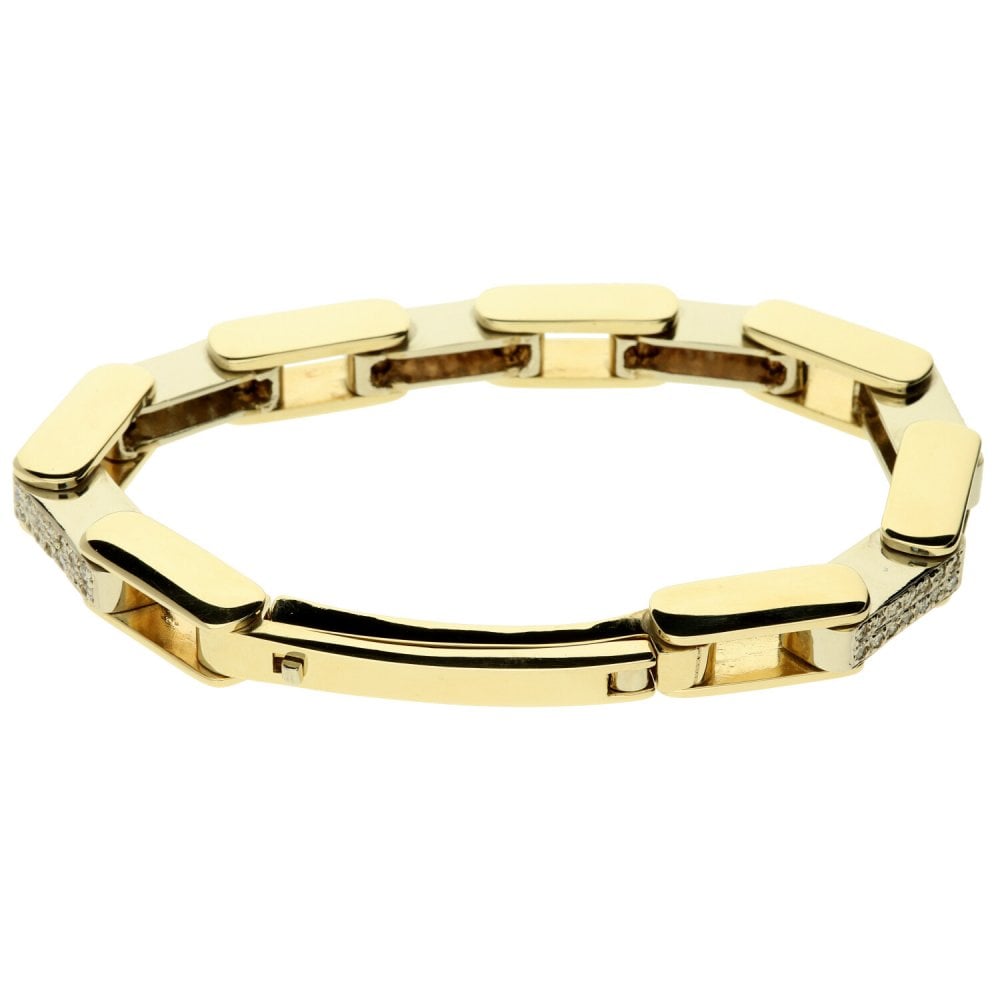 14ct Yellow & White Gold Gents Diamond Bracelet - 96.8g