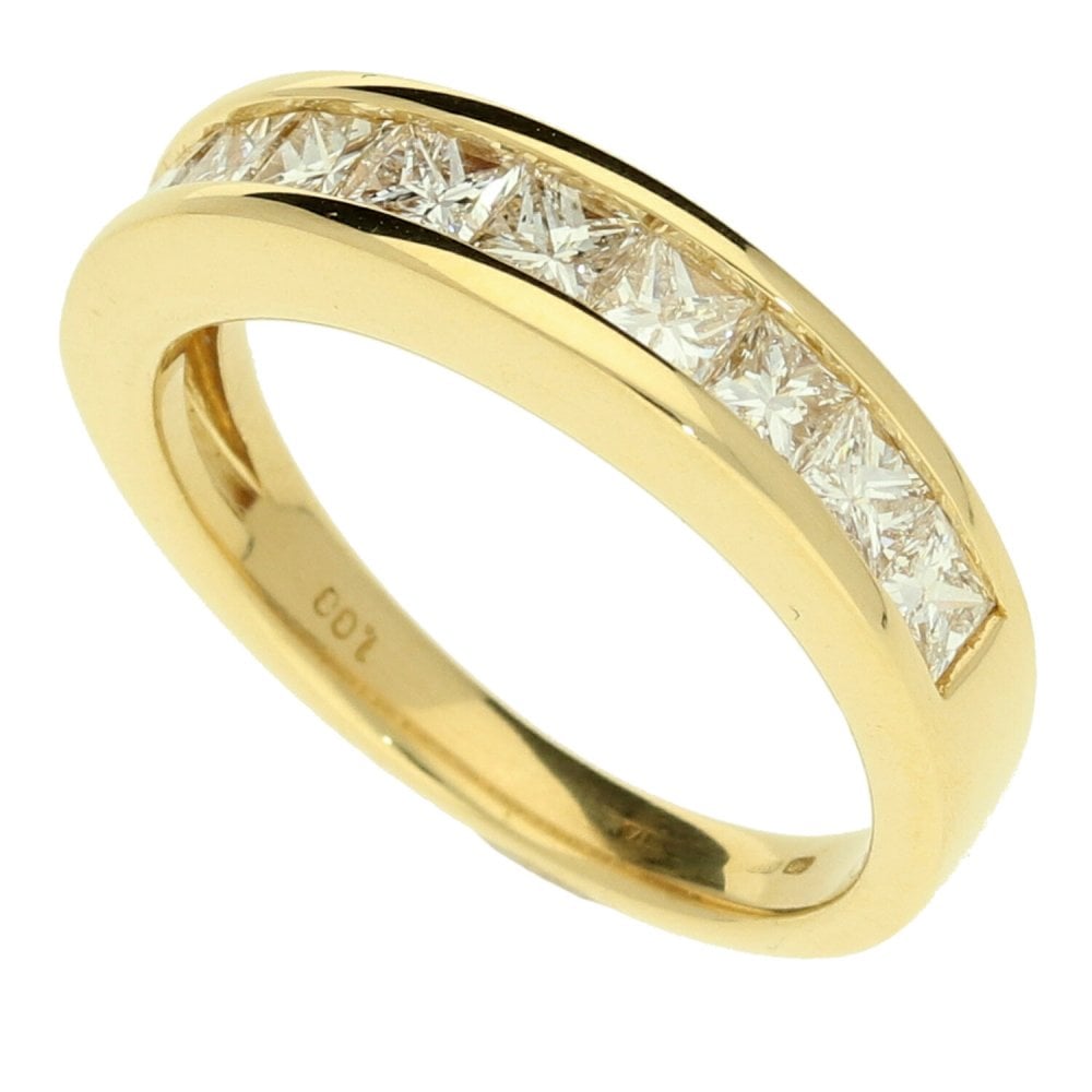 18ct Princess Cut Half Eternity Ring 1.00ct