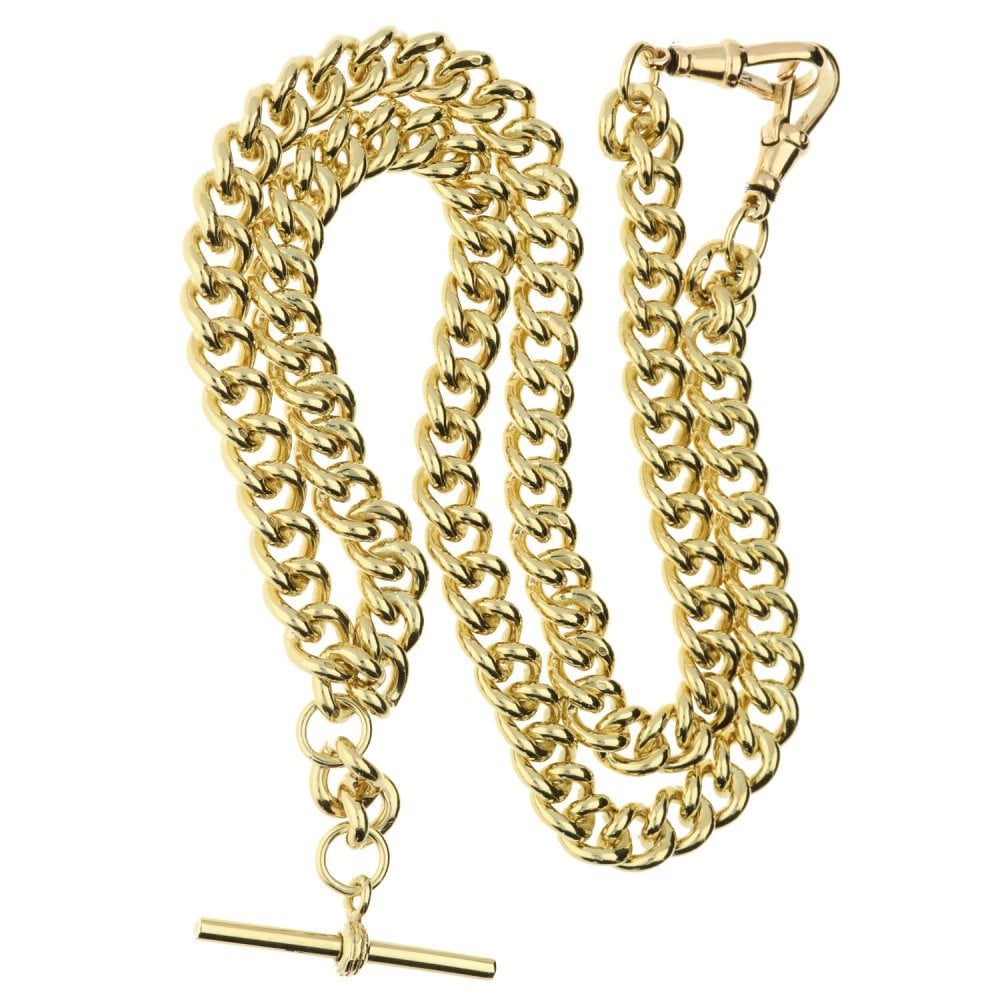 9ct 20inch Yellow Gold T-Bar Albert Chain - 77.8g