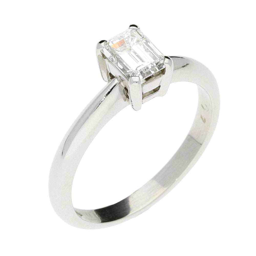 Platinum Emerald Cut Diamond Engagement Ring - 0.77ct - VS2