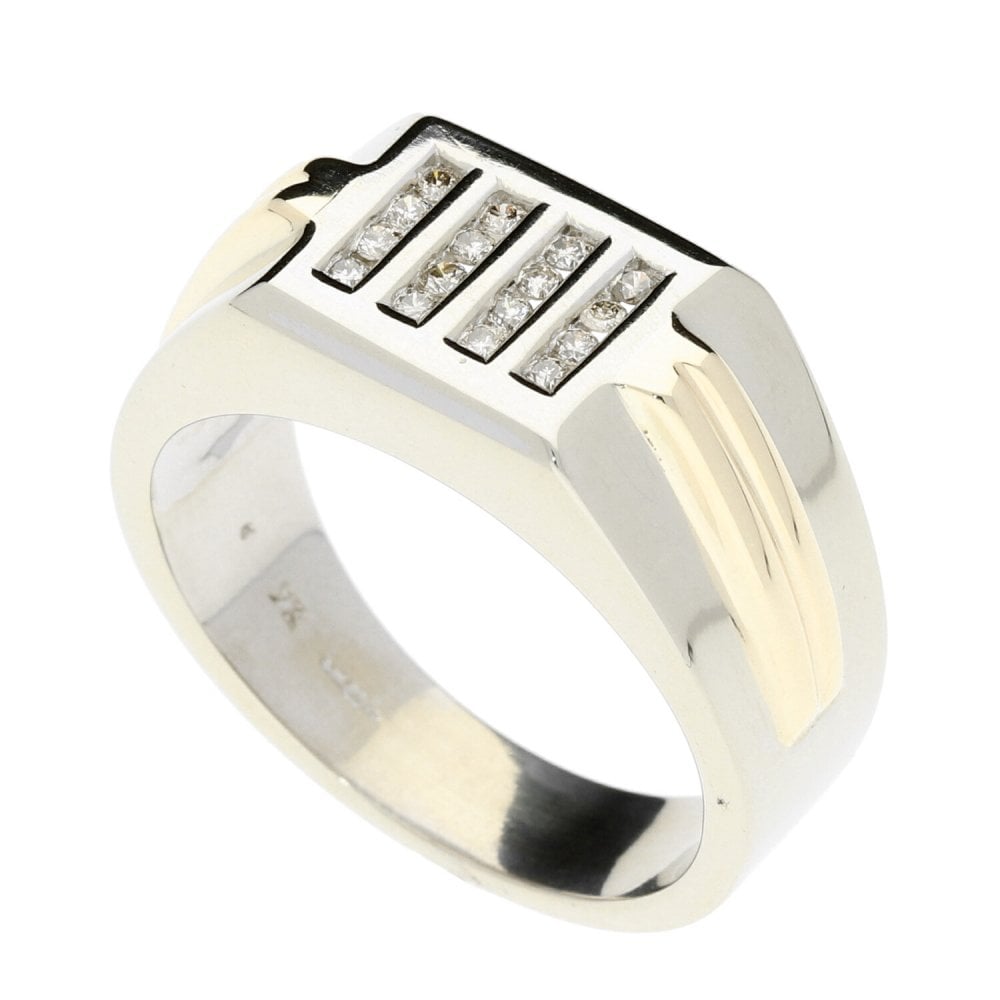18ct White & Yellow Gold Mens Ring - 9.8g