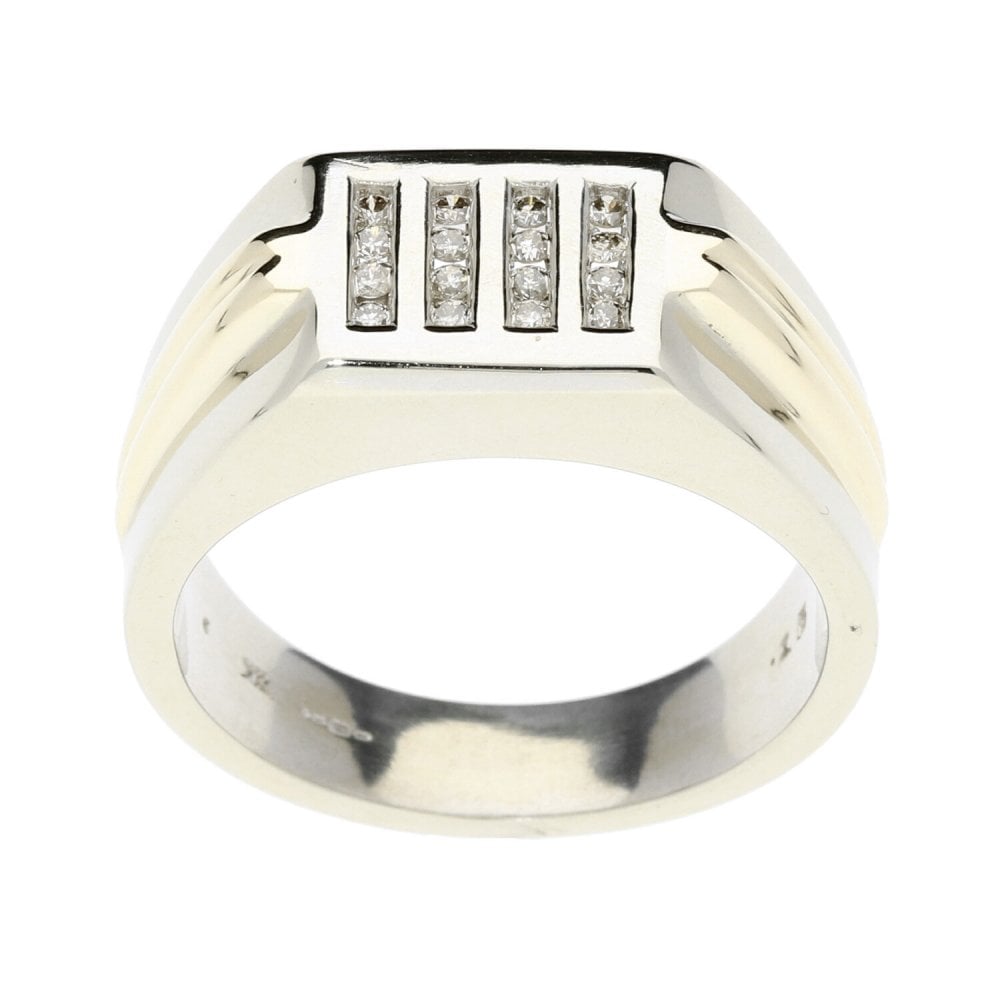 18ct White & Yellow Gold Mens Ring - 9.8g