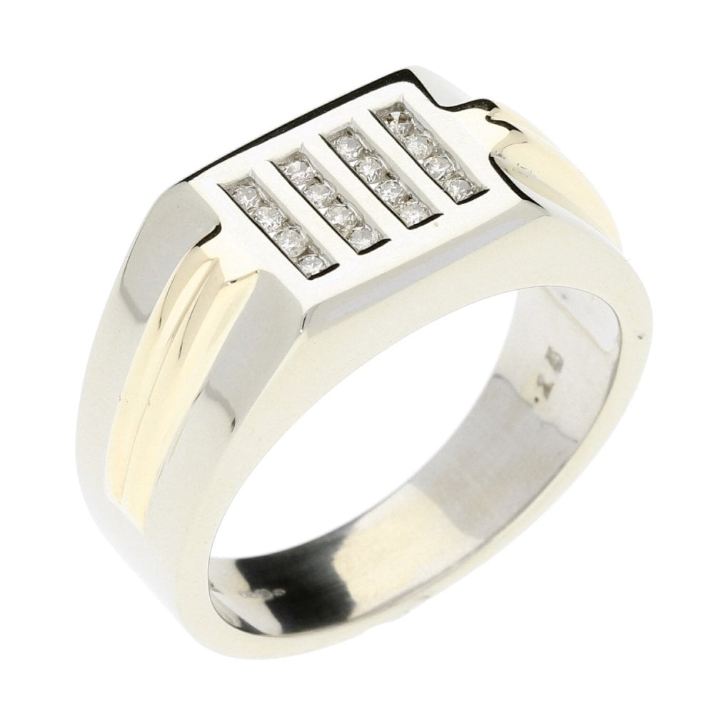 18ct White & Yellow Gold Mens Ring - 9.8g