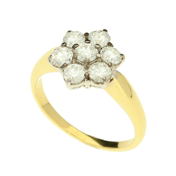 18ct Yellow Gold 7 Stone Diamond Cluster Ring - 1.00ct