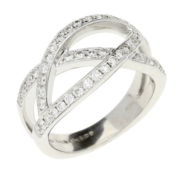 18ct White Gold Diamond Cross-Over Ring - 7.1g