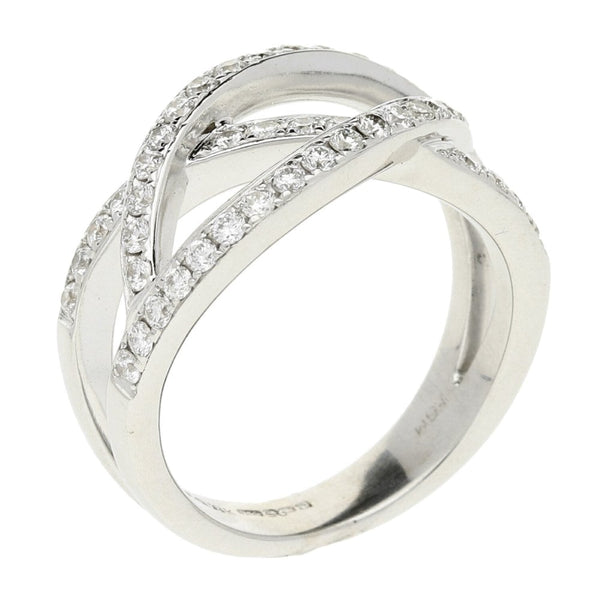 18ct White Gold Diamond Cross-Over Ring - 7.1g