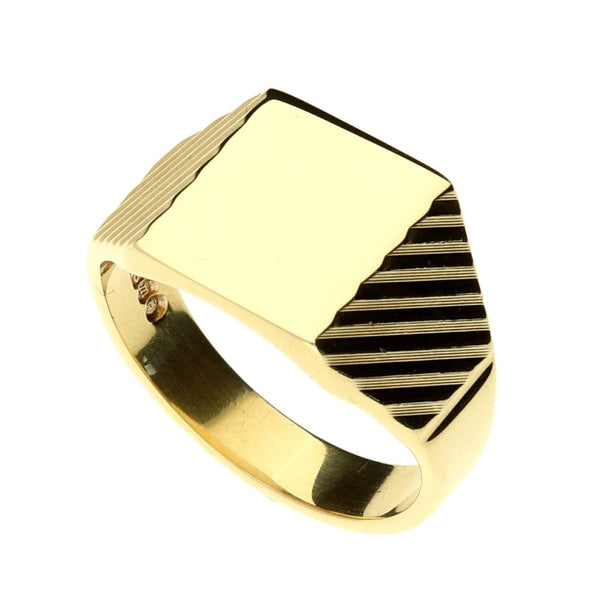 9ct Yellow Gold Gents Square Signet Ring - 7.2g