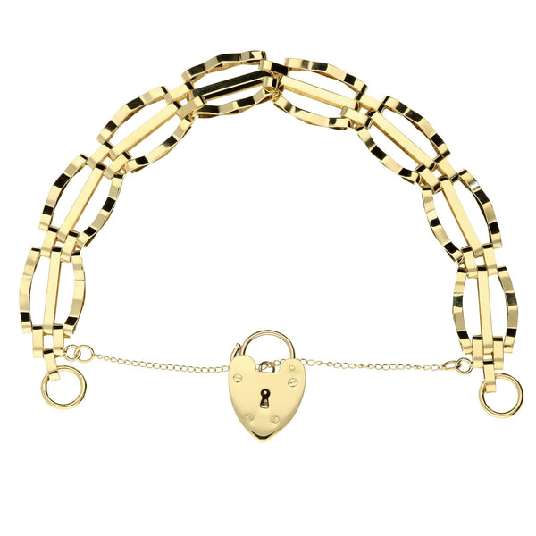 9ct Yellow Gold Gate Bracelet - 11.7g