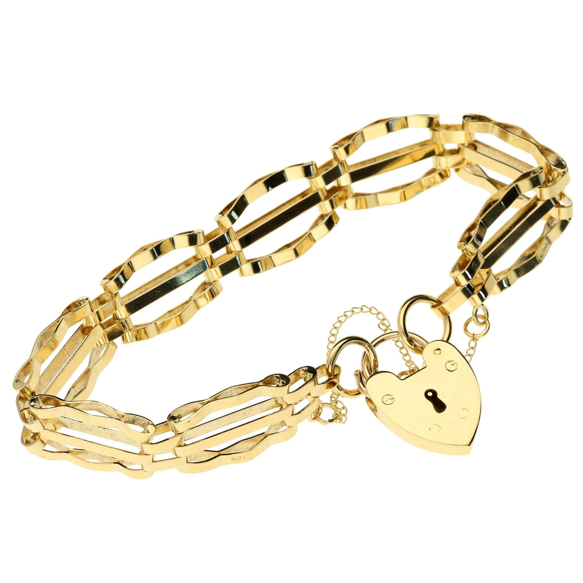 9ct Yellow Gold Gate Bracelet - 11.7g