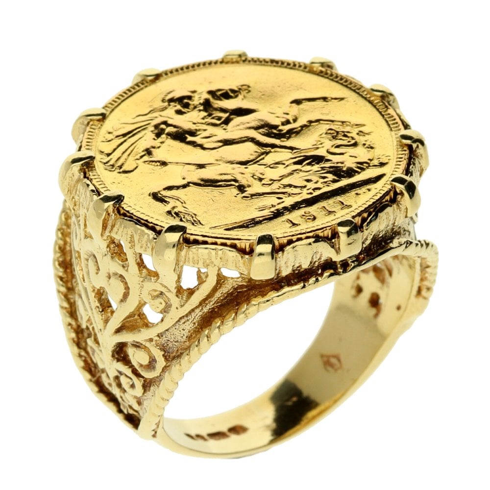 1911 Full Sovereign Coin Ring - 16.9g
