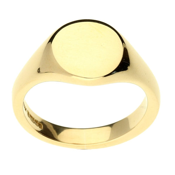 9ct Yellow Gold Gents Heavy Oval Signet Ring - 11.0g