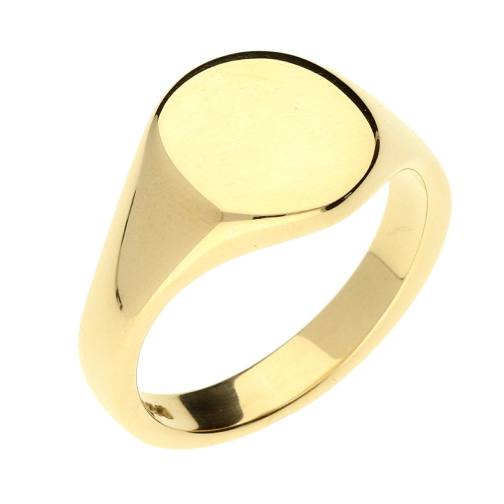 9ct Yellow Gold Gents Heavy Oval Signet Ring - 11.0g