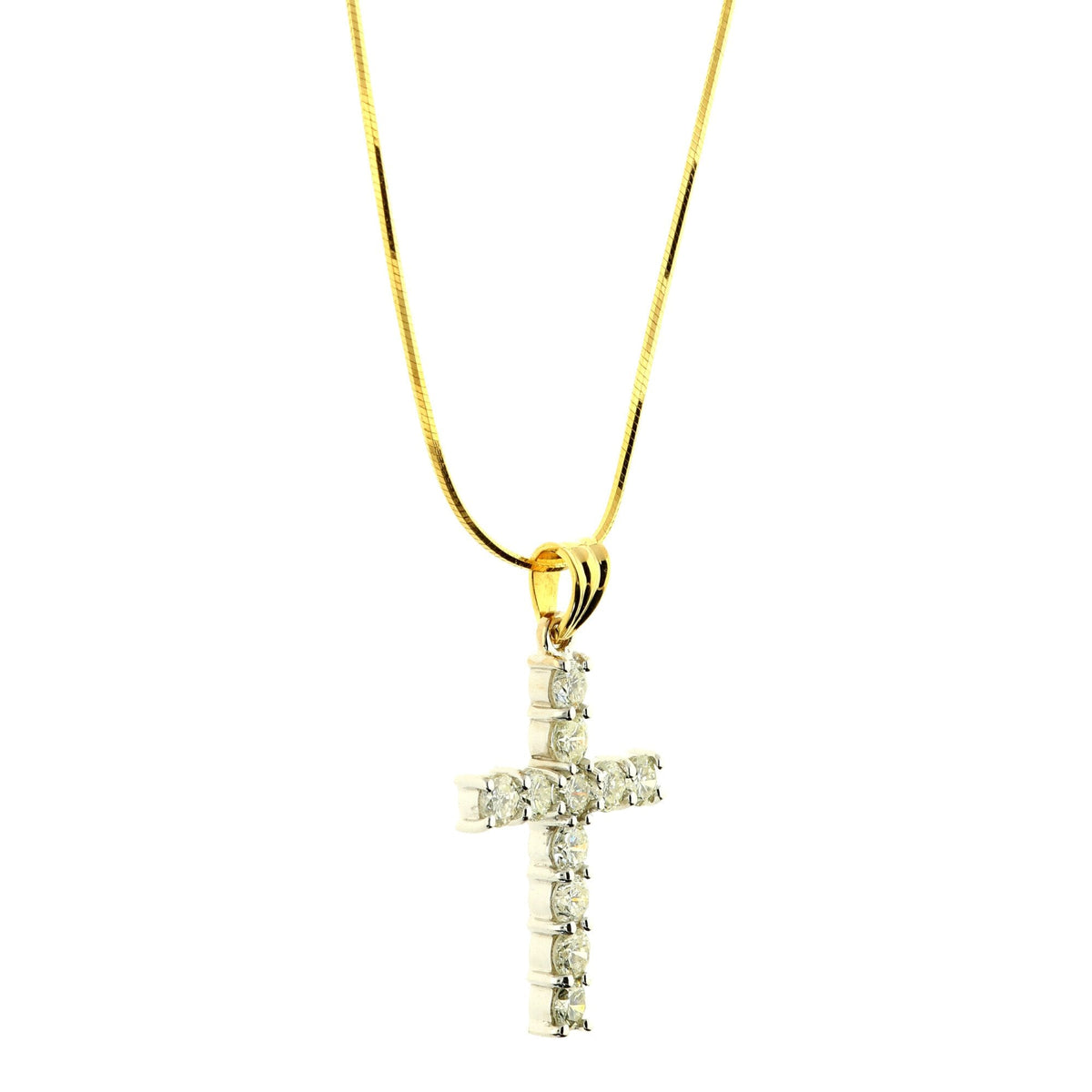 18ct Gold Diamond Cross & Chain - 2.20ct