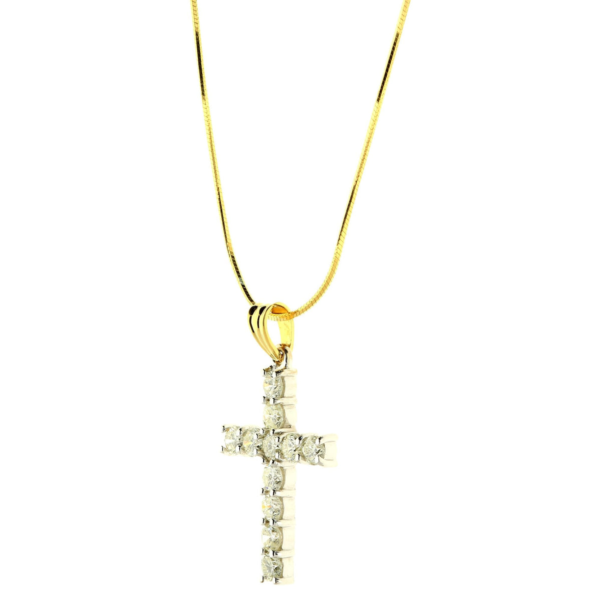 18ct Gold Diamond Cross & Chain - 2.20ct