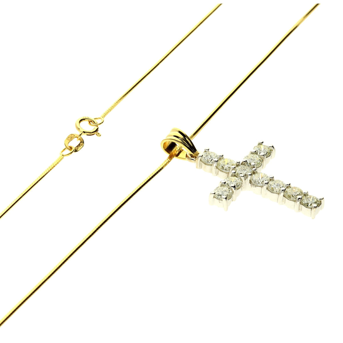 18ct Gold Diamond Cross & Chain - 2.20ct