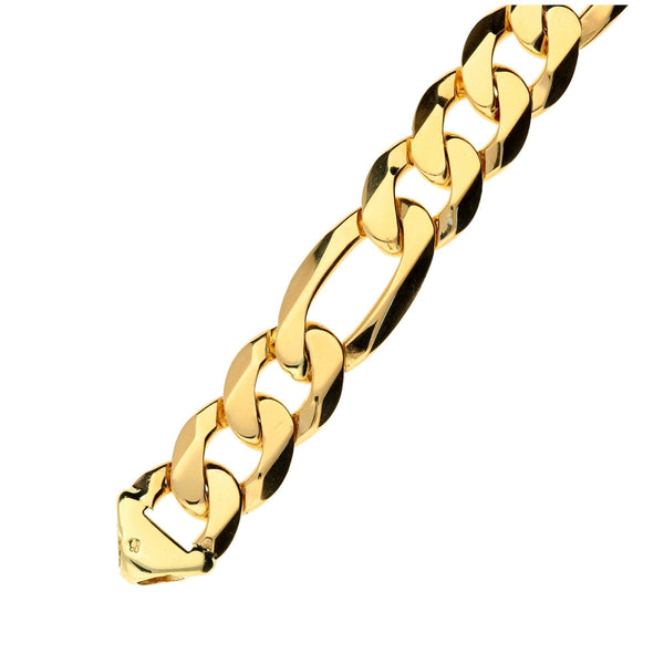 9ct Yellow Gold Heavy Figaro Bracelet - 46.1g
