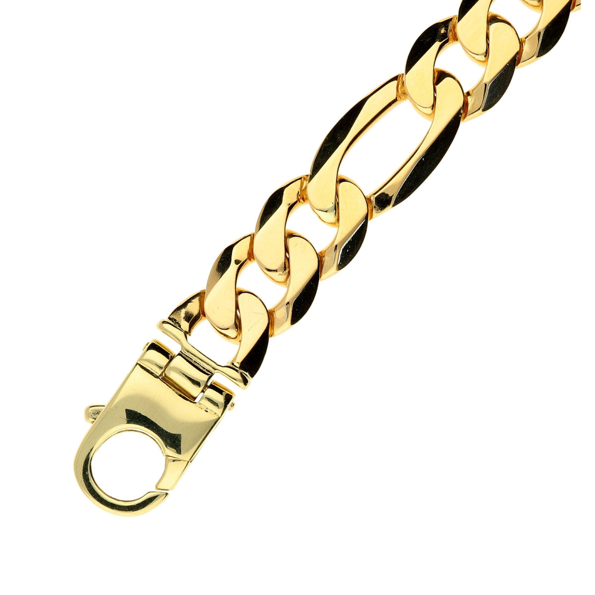 9ct Yellow Gold Heavy Figaro Bracelet - 46.1g