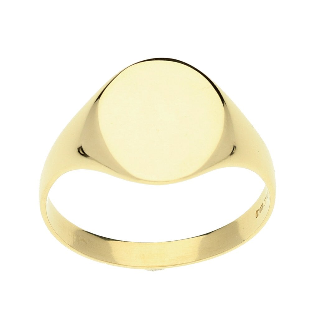 9ct Yellow Gold Gents Oval Signet Ring - 4.5g