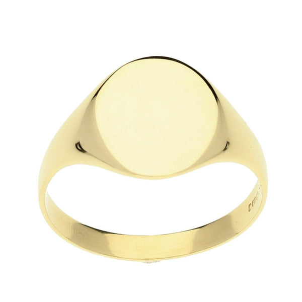 9ct Yellow Gold Gents Oval Signet Ring - 4.5g